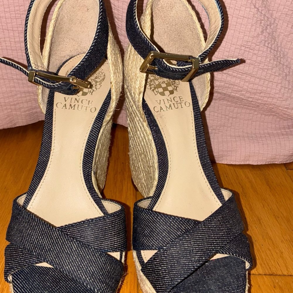 Vince Camuto Dark Blue Woven Wedges